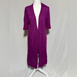 Torrid Long Purple Cardigan Sweater with 3 Button Closure Front Size 1 (14-16)
